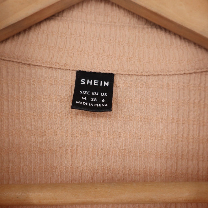 SHEIN Peach Crinkle Textured Button Up Shirt Long Sleeve Oversized Medium