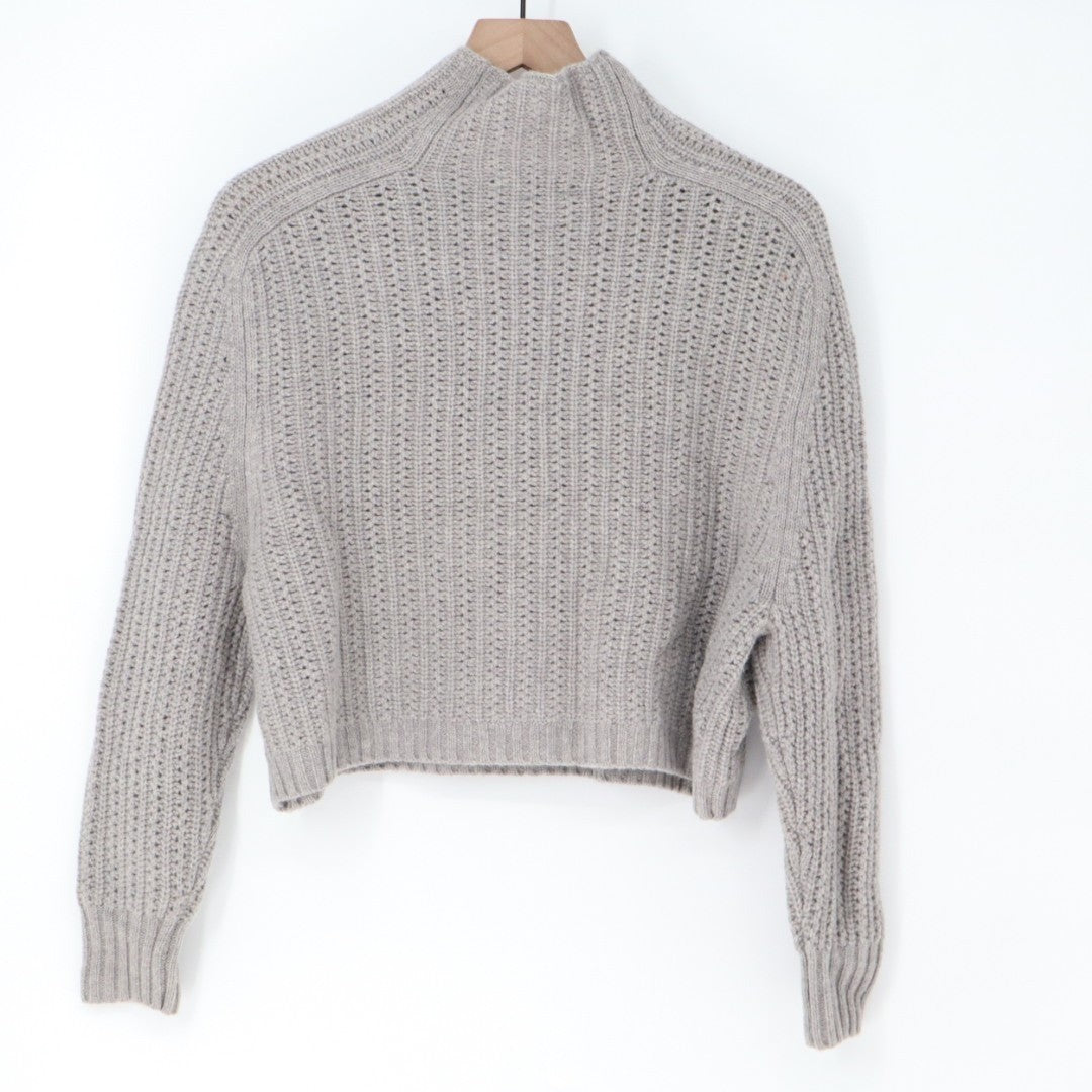 Madewell Cropped Sweater Womens 2XS Gray Knit Wool Mock Neck Long Sleeve Outdoor