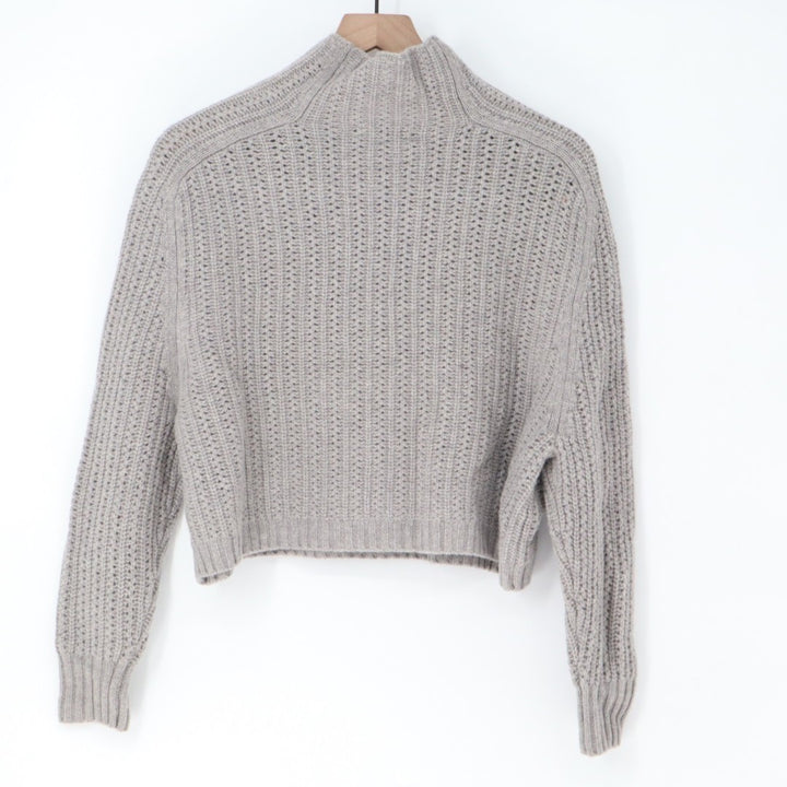 Madewell Cropped Sweater Womens 2XS Gray Knit Wool Mock Neck Long Sleeve Outdoor