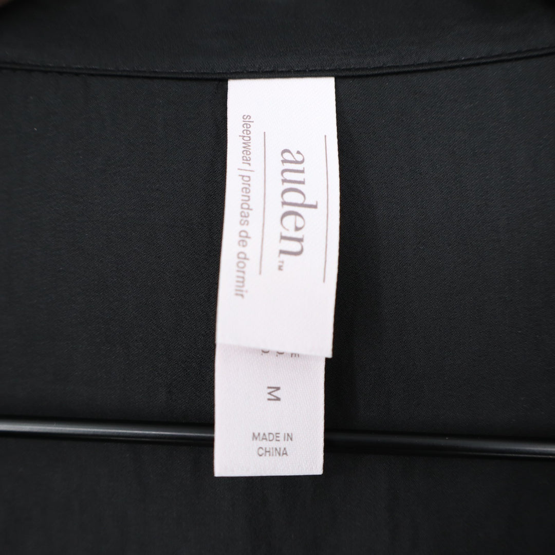 Auden Pajama Shirt Women's Medium Black Spread Collar Long Sleeve Sleepwear