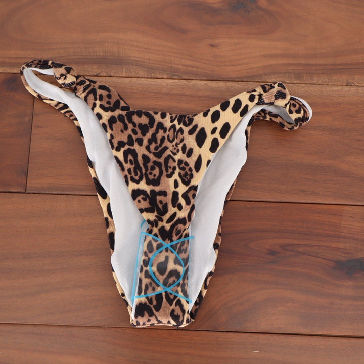 ASOS DESIGN Leopard Print Rib Knit High Leg Bikini Bottoms Size US 0
