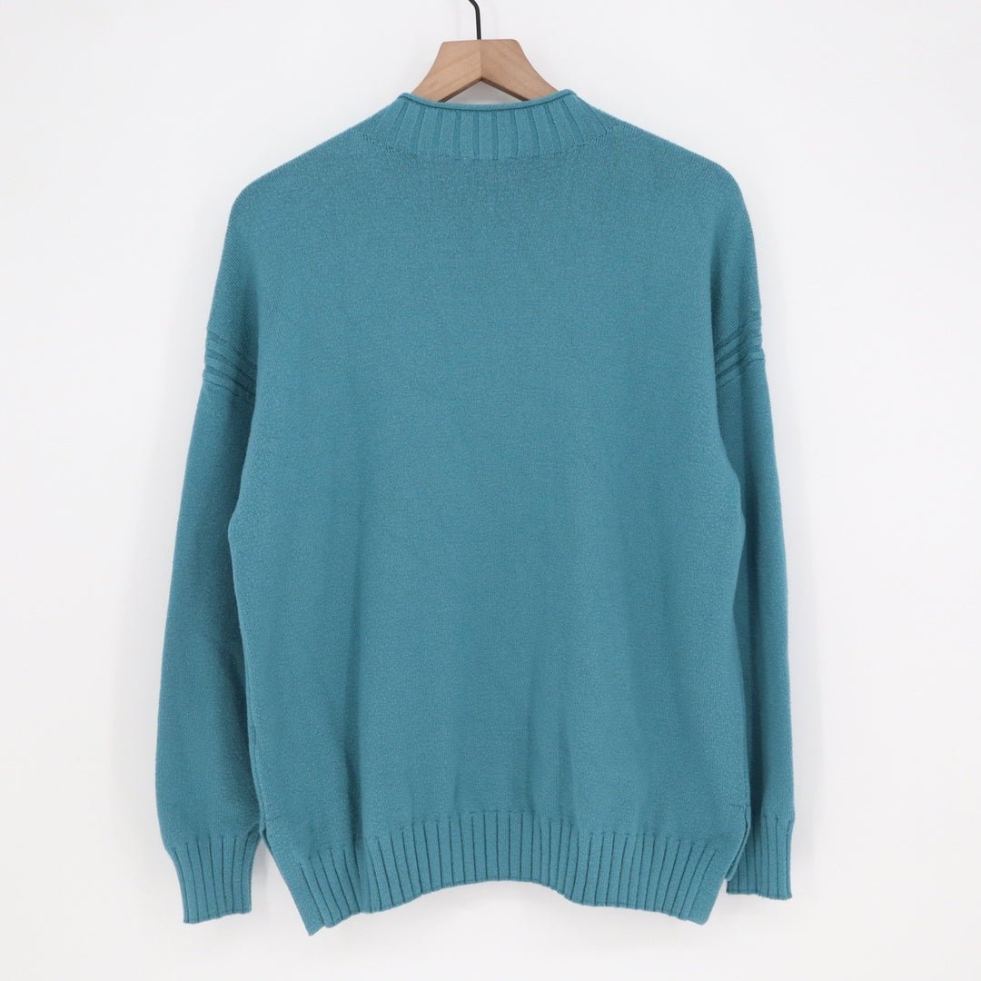 Cyrus Teal Blue Mock Neck Long Sleeve Knit Sweater Large