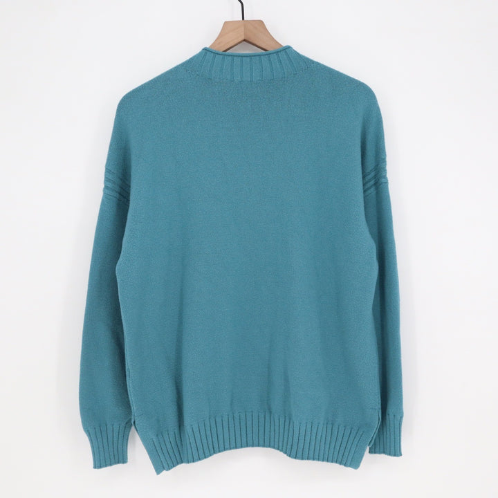 Cyrus Teal Blue Mock Neck Long Sleeve Knit Sweater Large