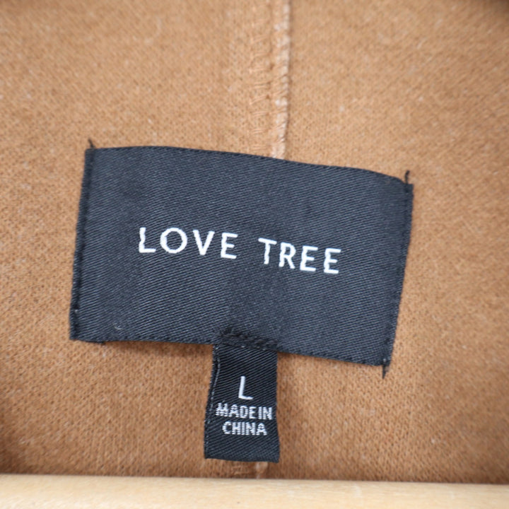 Love Tree Camel Brown Open Front Notched Lapel Car Coat J8195 Large