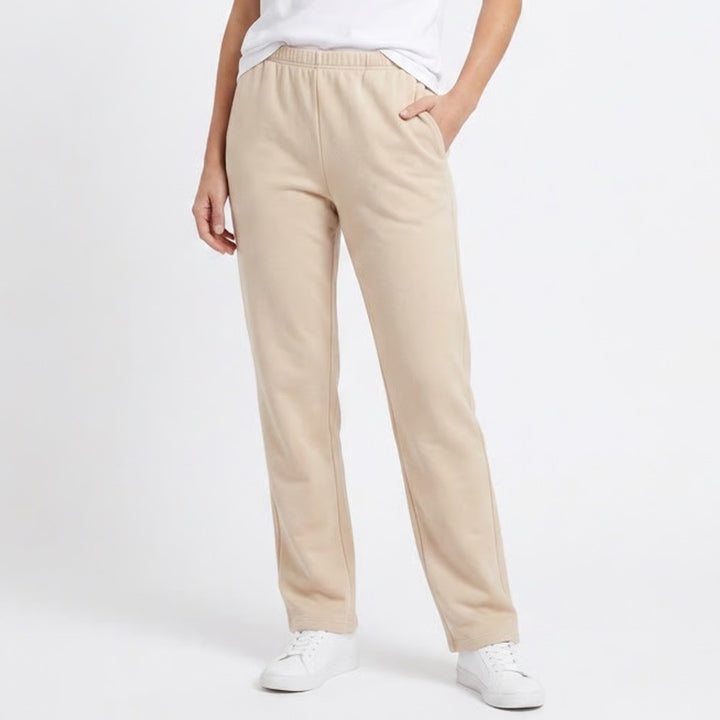 Naked Wardrobe Tan Beige High Waisted Straight Leg Sweatpants Large