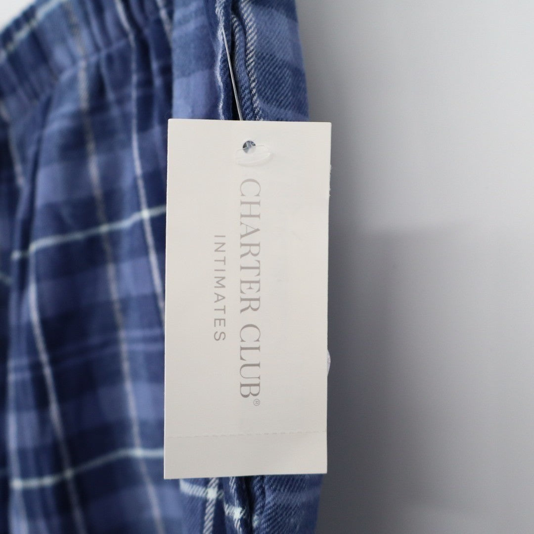 Charter Club Intimates Pajama Pants Womens Small Blue Plaid Drawstring Waist