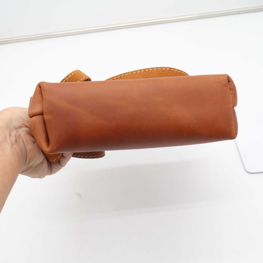 Portland Leather Goods Cognac Brown Full Grain Leather Crossbody Bag Small Zip