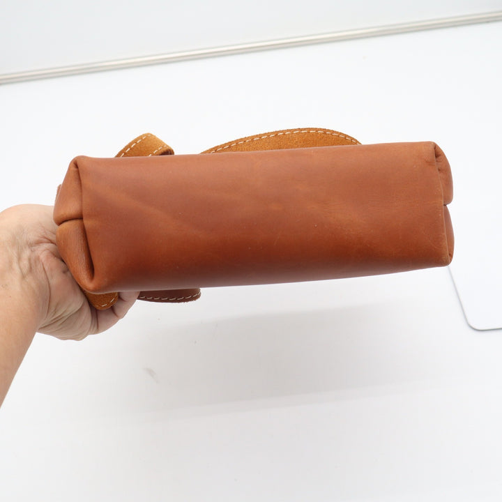 Portland Leather Goods Cognac Brown Full Grain Leather Crossbody Bag Small Zip