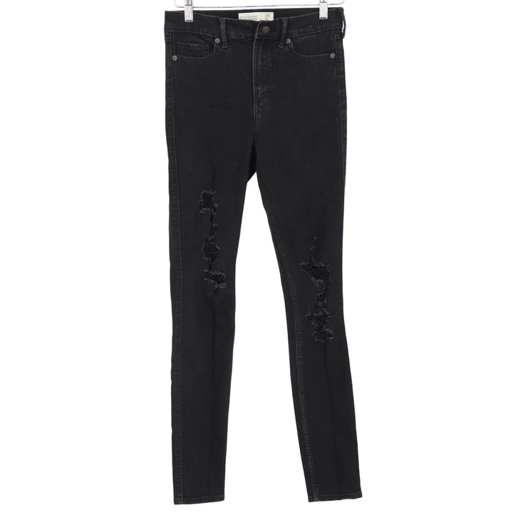 Abercrombie & Fitch Super Skinny High Rise Distressed Black Jeans 26