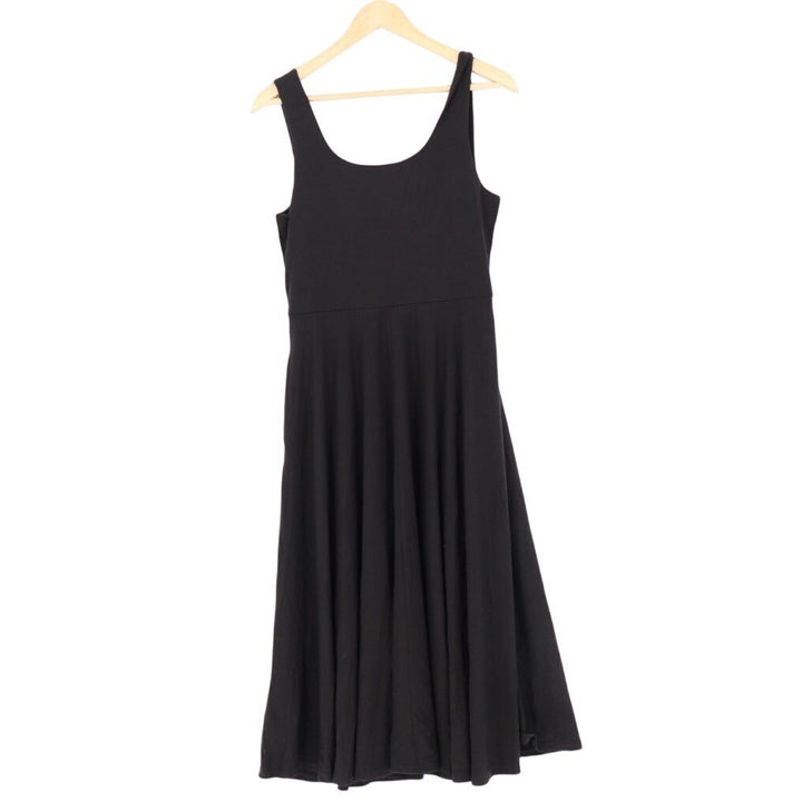 American Giant Black Sleeveless Fit Flare Midi Dress Size L Made in USA Pockets