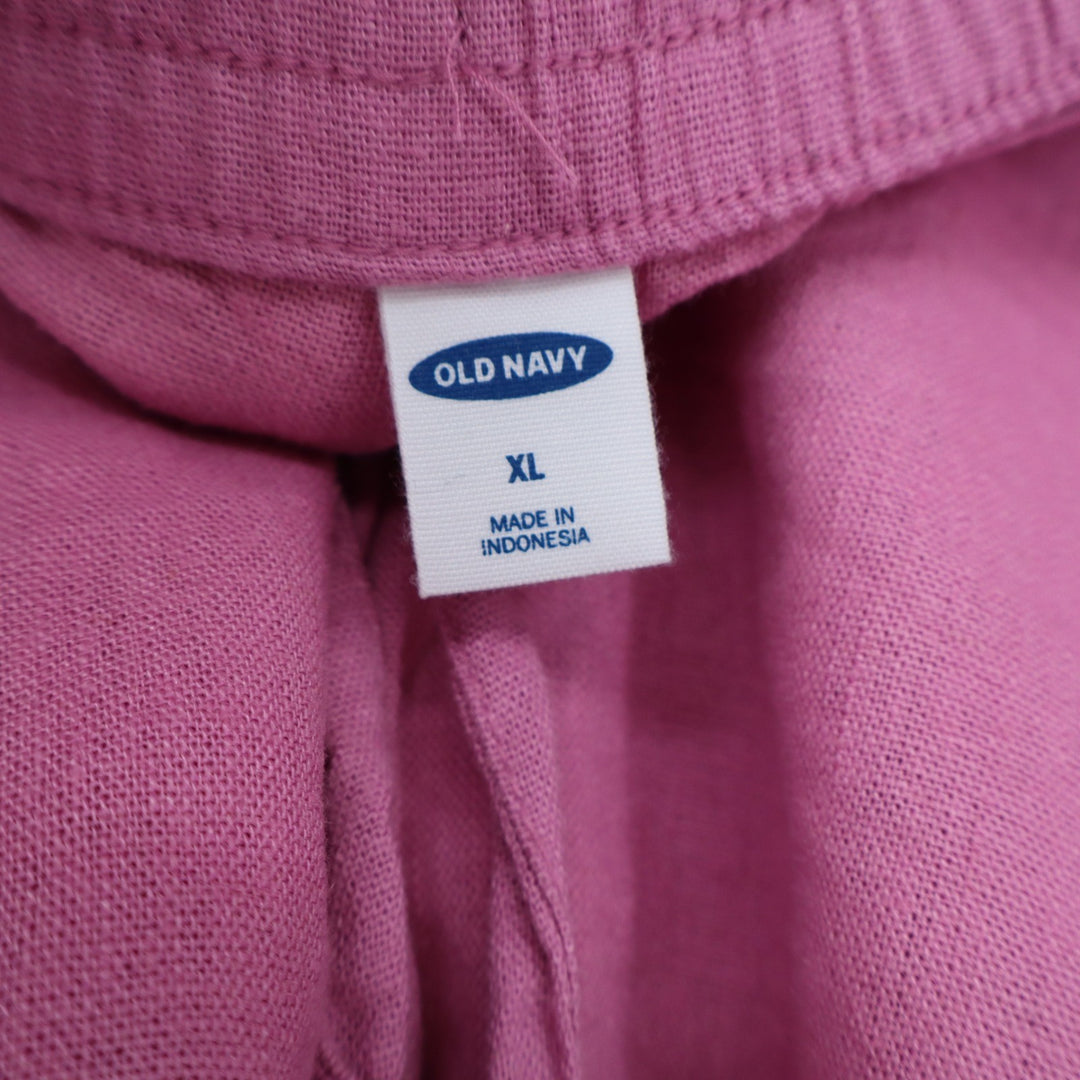 Old Navy Womens XL Pink Linen Blend Elastic Waist Drawstring Shorts