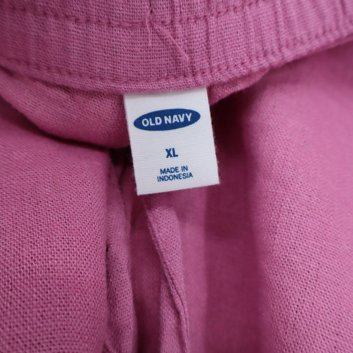 Old Navy Womens XL Pink Linen Blend Elastic Waist Drawstring Shorts