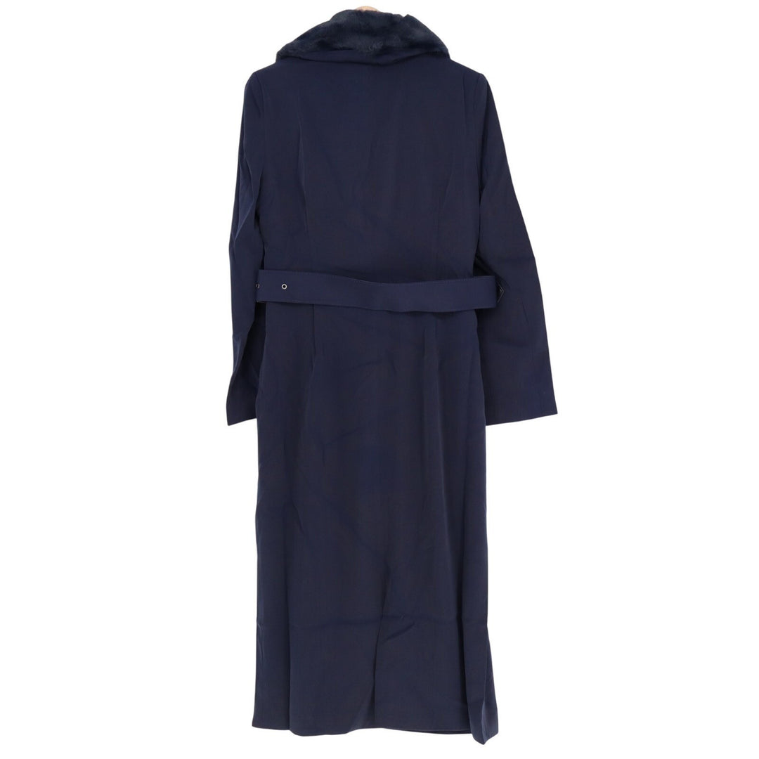 Naked Wardrobe The Statement Trench Coat Womens L Navy Belted Waist Long Sleeve