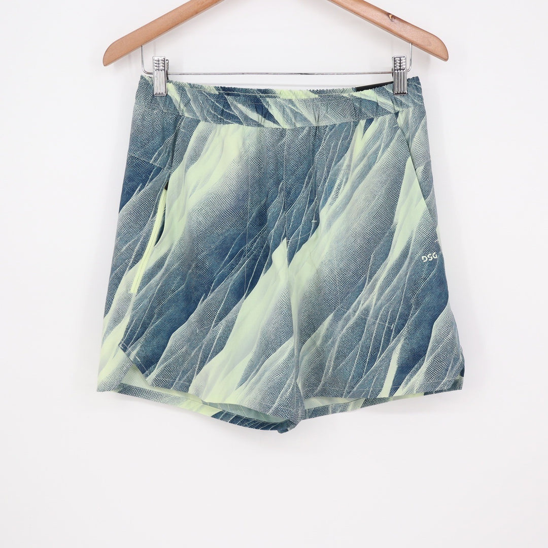 DSG Mens Agility 6 Inch Training Shorts Navy Lime Abstract Print Small NEW