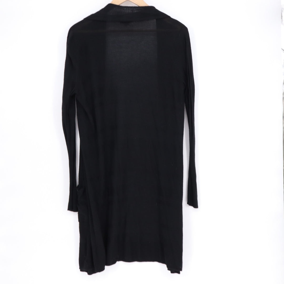 Merona Longline Cardigan Sweater Womens M Black Long Sleeve Pockets Open Front