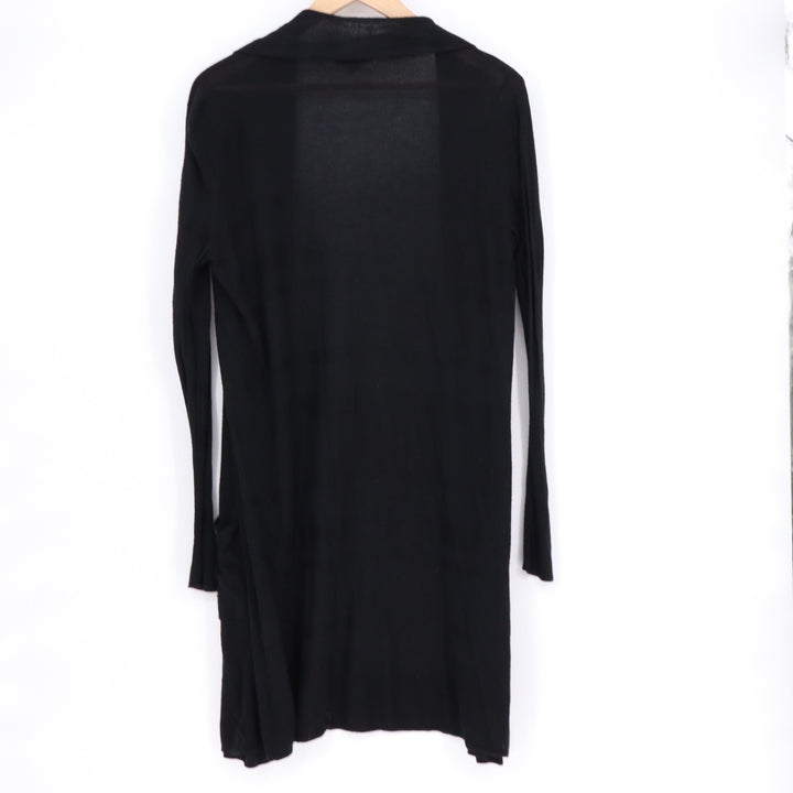 Merona Longline Cardigan Sweater Womens M Black Long Sleeve Pockets Open Front