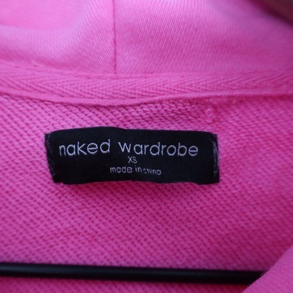 Naked Wardrobe Pink Cropped Hoodie Sweatshirt XS