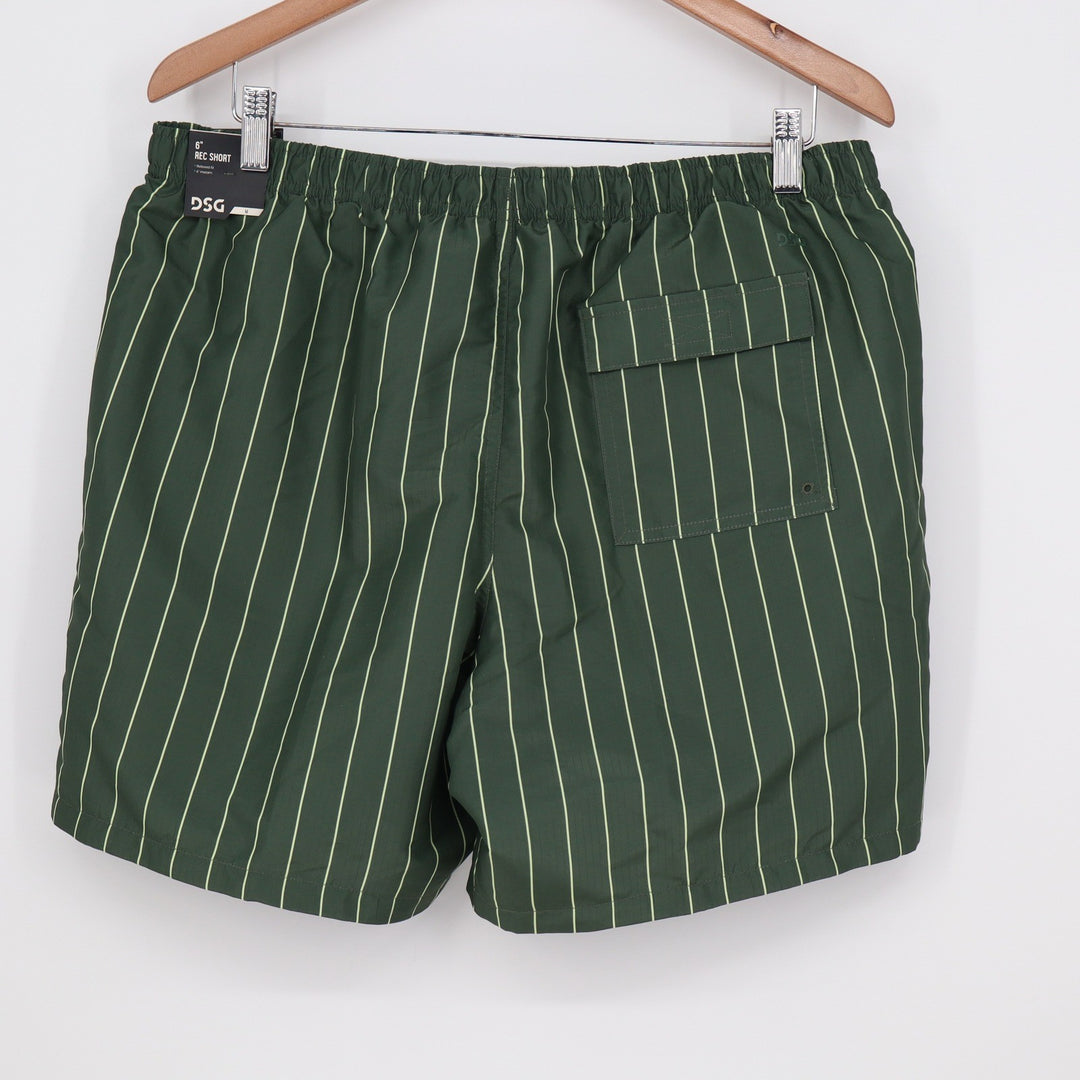 DSG Mens 6" Rec Shorts Pinstripe Muted Olive Green Water Repellent Medium NEW
