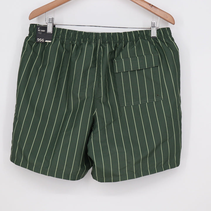 DSG Mens 6" Rec Shorts Pinstripe Muted Olive Green Water Repellent Medium NEW