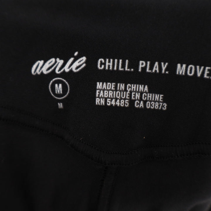 Aerie Chill Play Move Leggings Womens M Long Black Stretch High Rise Skinny Leg
