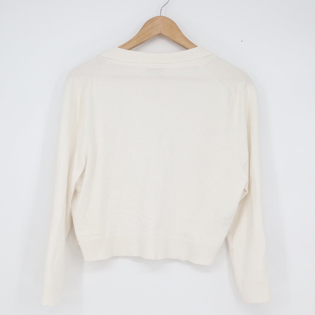Calvin Klein Ivory Open Front Cropped Cardigan Sweater XL 10765