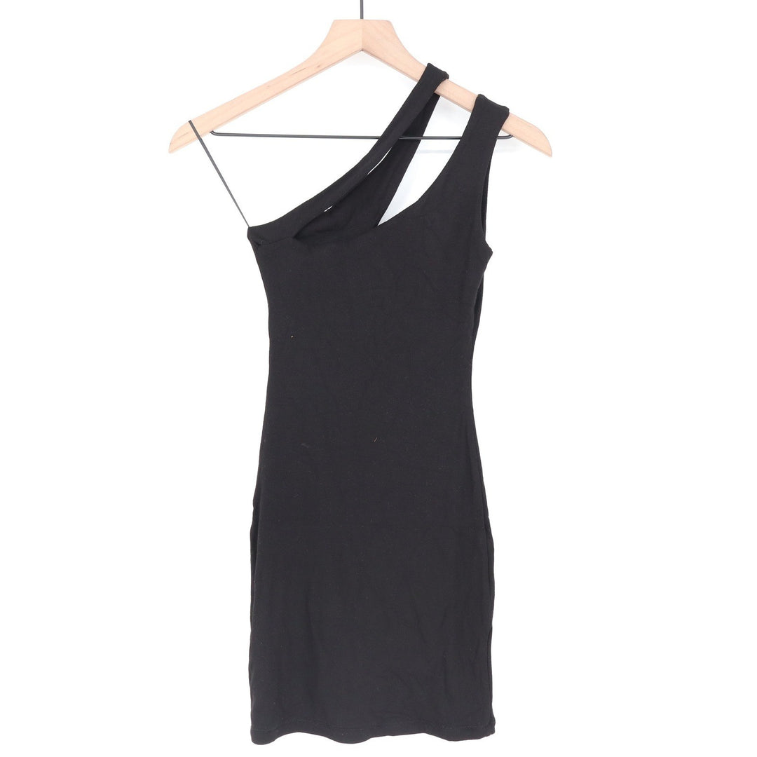 Naked Wardrobe Mens Black One Shoulder Mini Dress XL Side Slit Bodycon