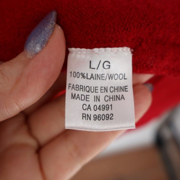 Soft Surroundings Cardigan Sweater Womens L Red Wool Layered Ruffle Open Front