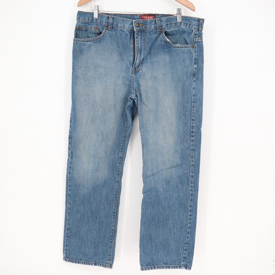 Chaps Jeans Mens 36x29 Blue Denim Cotton Mid Rise Straight Leg Outdoor Wear