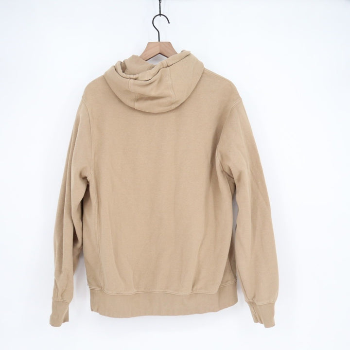 Nike Hoodie Mens Large Beige Fleece Lined Kangaroo Pockets Ribbed Hem Pullover