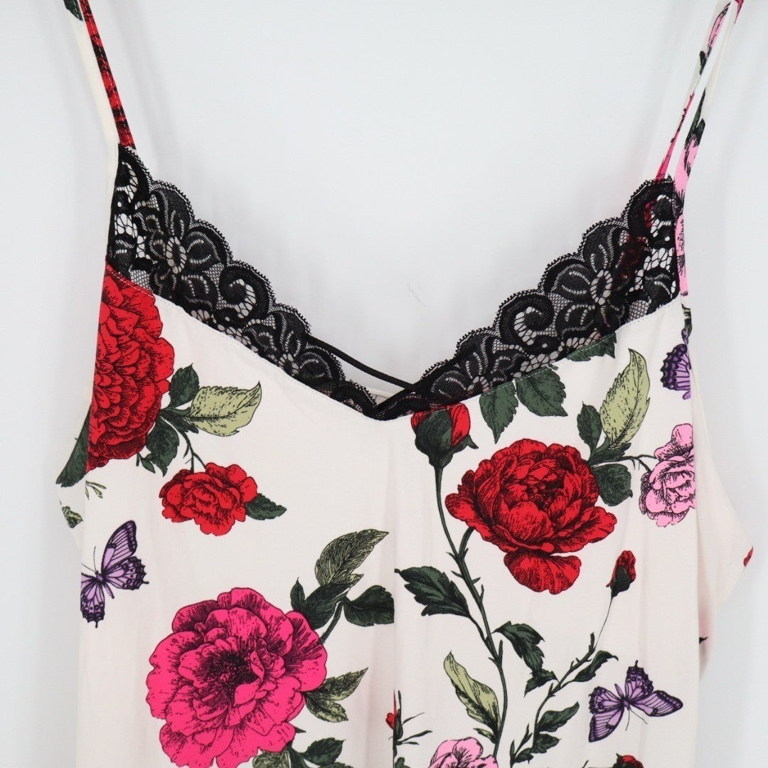 Linea Donatella 2-Piece Pajamas Set Womens XL White Floral Stretch Pullover