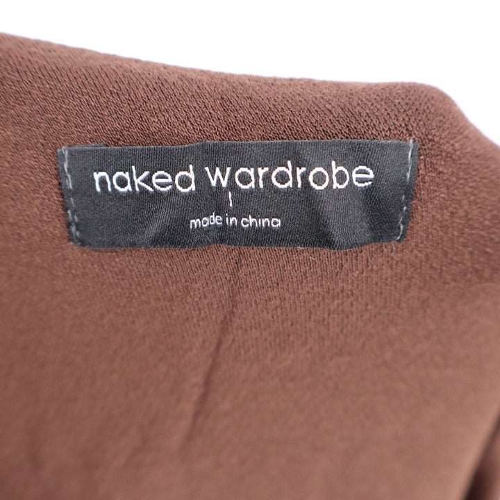 Naked Wardrobe Womens Chocolate Asymmetric One Shoulder Mini Dress L
