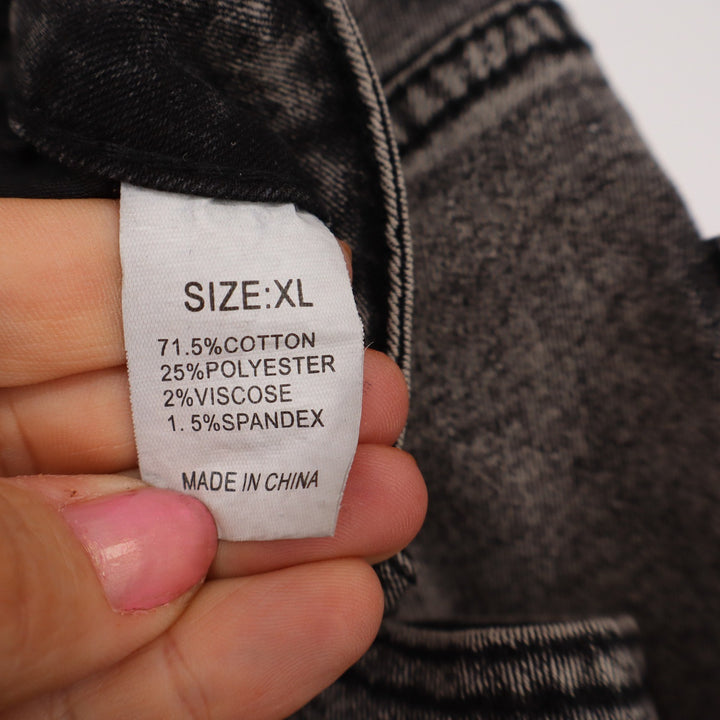Unbranded Jeans Womens XL Straight Leg Gray Acid Wash Side Slit Denim Excellent