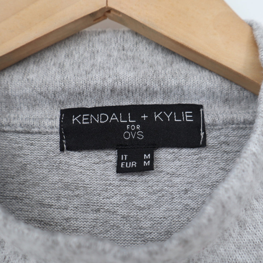 Kendall + Kylie for OVS Womens Mock Neck Sweatshirt Gray Embroidered Hem Size M