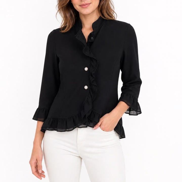 New York & Company Jacket Womens Small Ruffle Detail Button Front Street Wear