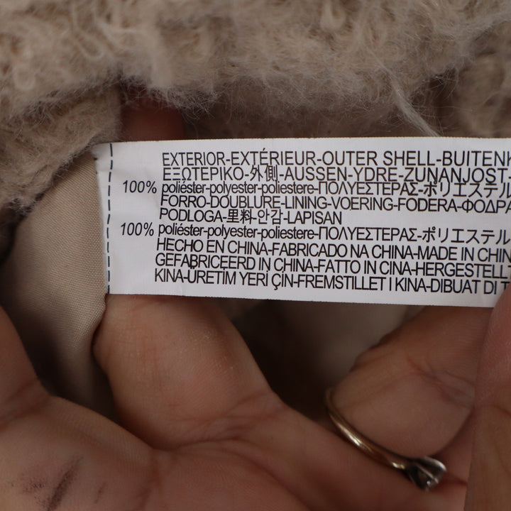 Zara Basic Tan Beige Teddy Sherpa Faux Fur Cropped Jacket Large Notched Lapel