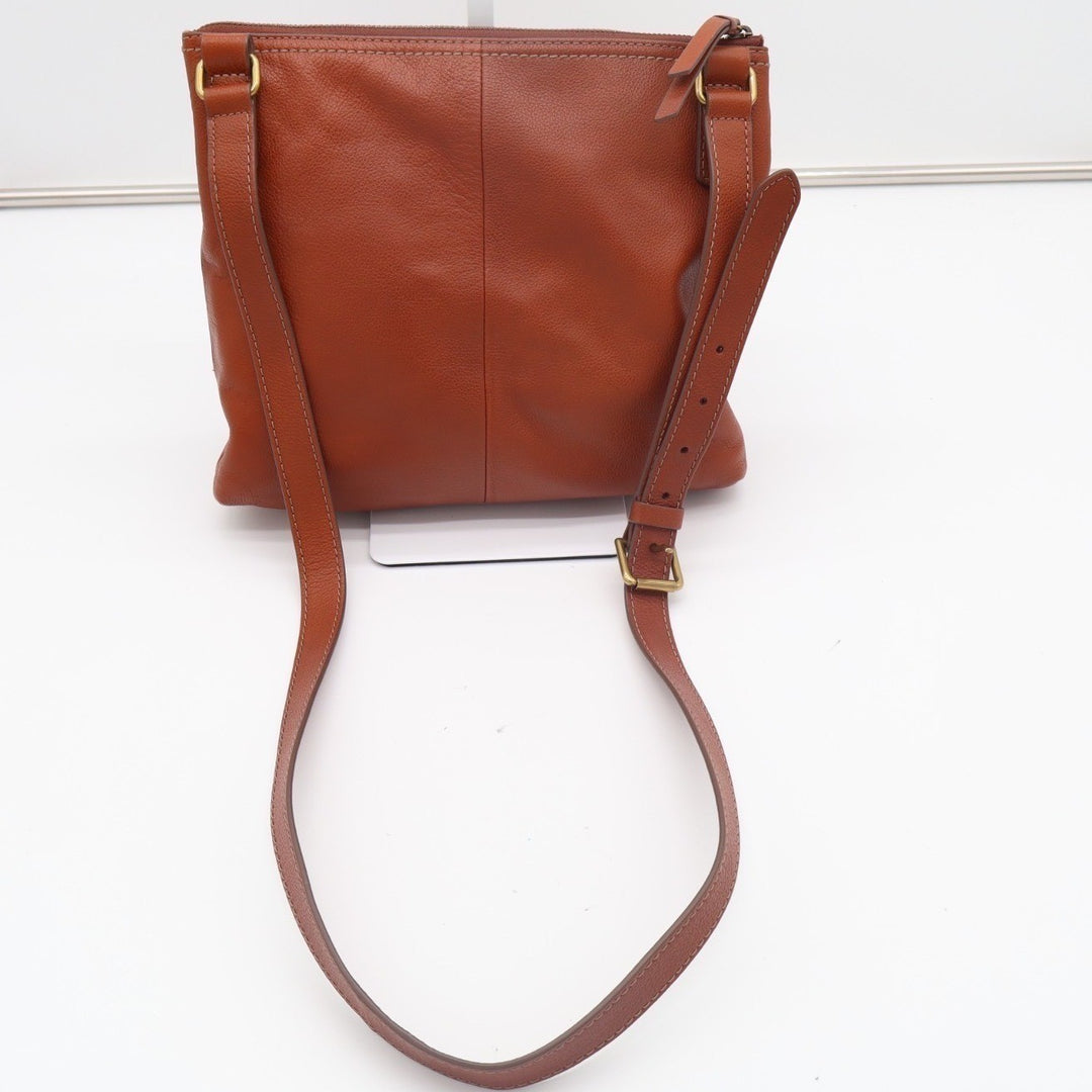 Fossil Aida Womens Handbag Brown Pebbled Leather Adjustable Strap Crossbody Bag