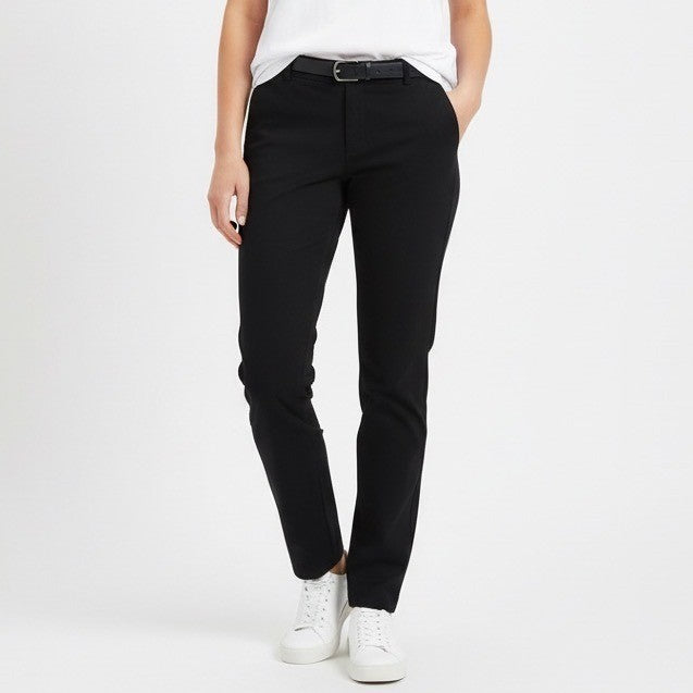 Eddie Bauer Chino Pants Women 14 Black Cotton Stretch Slash Pockets Straight Leg