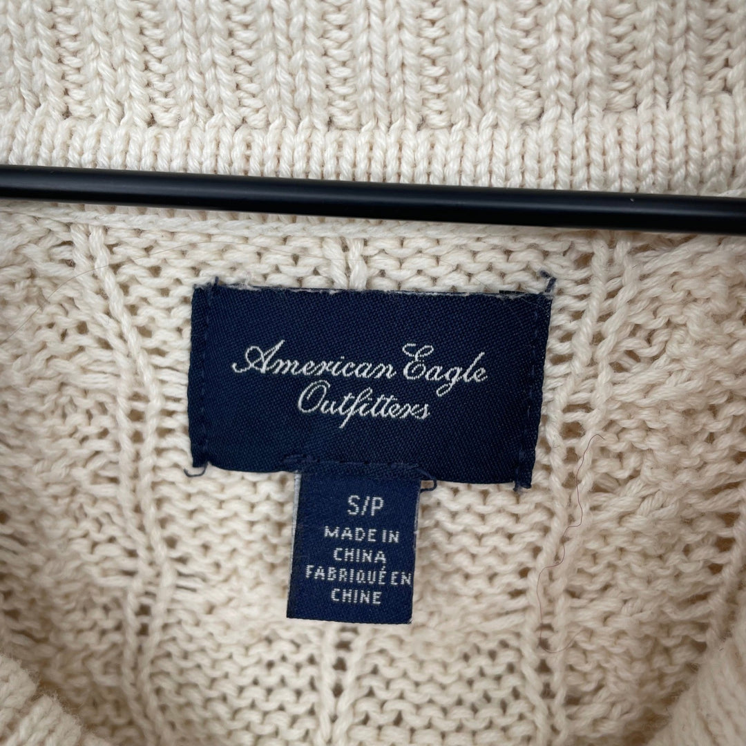 American Eagle Outfitters Cream Cable Knit Cowl Neck Sweater Size S P