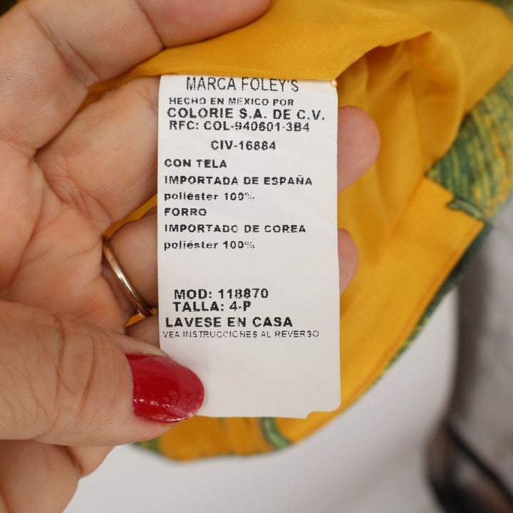 Foleys Petite Yellow Tropical Floral Lily Print Sleeveless Fit Flare Dress 4P