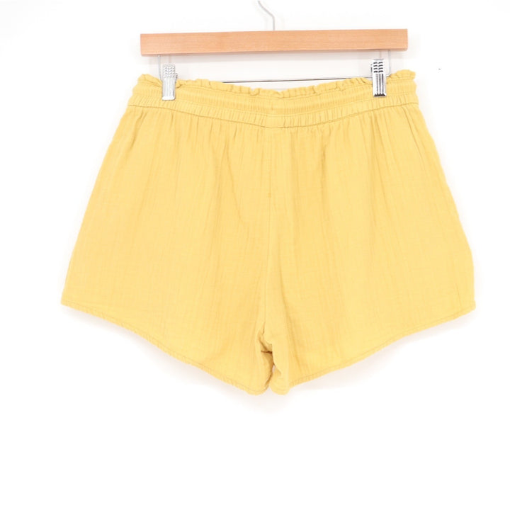 Old Navy Womens Yellow Cotton Gauze Comfort Waistband Drawstring Shorts Size M