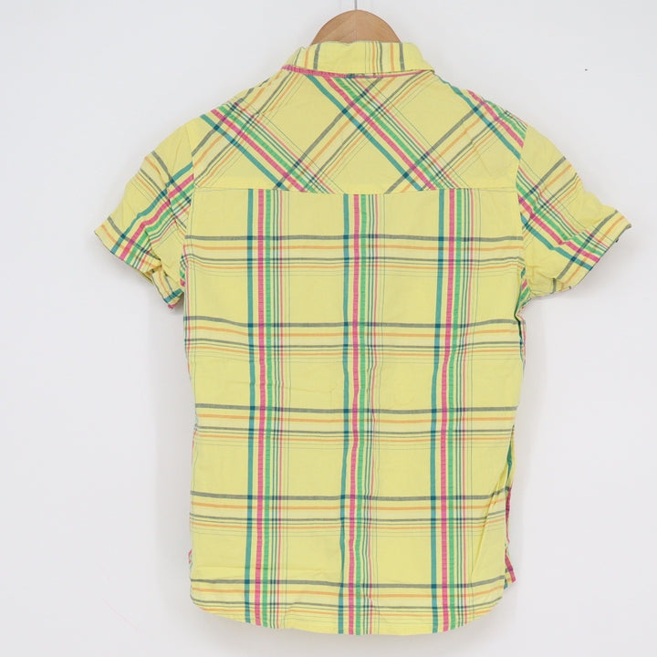 Bailide Yellow Plaid Short Sleeve Button Down Shirt Cotton Size 160/84A Small