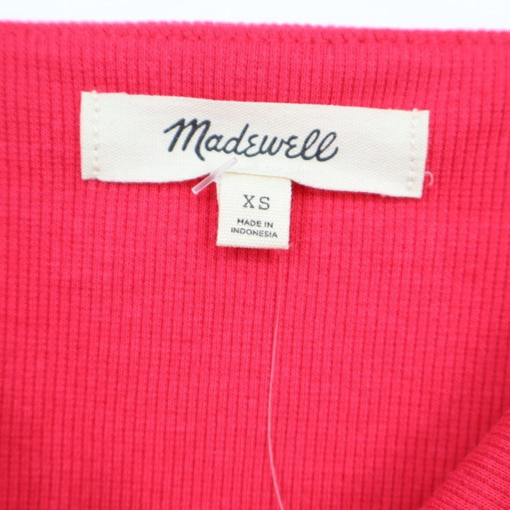 Madewell Squareneck Tank Top Women XS Red Cotton Stretch Spaghetti Strap Ribbed