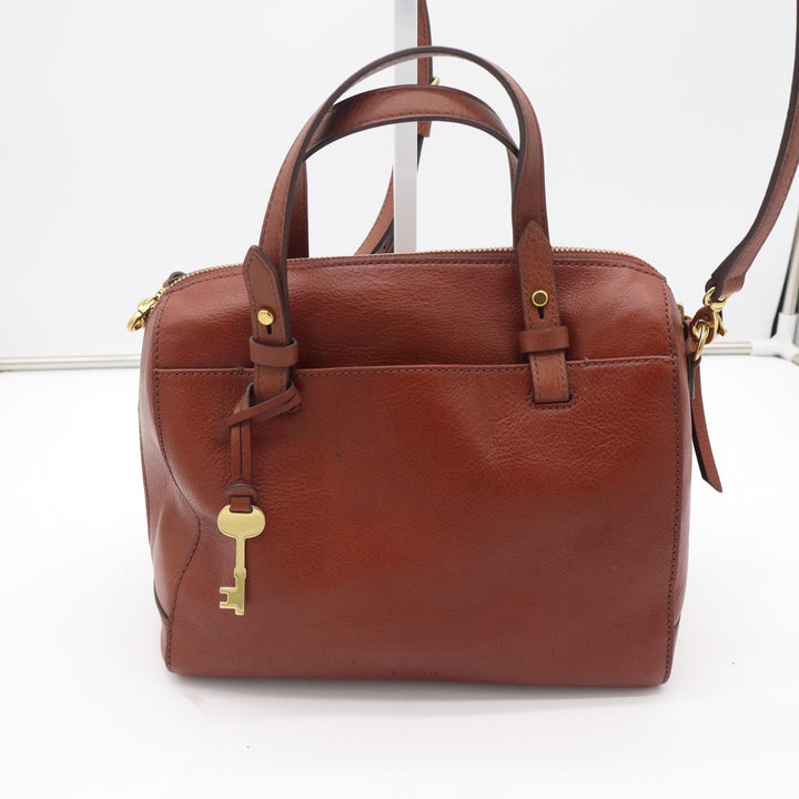 Fossil Rachel Satchel Brown Leather Crossbody Bag New