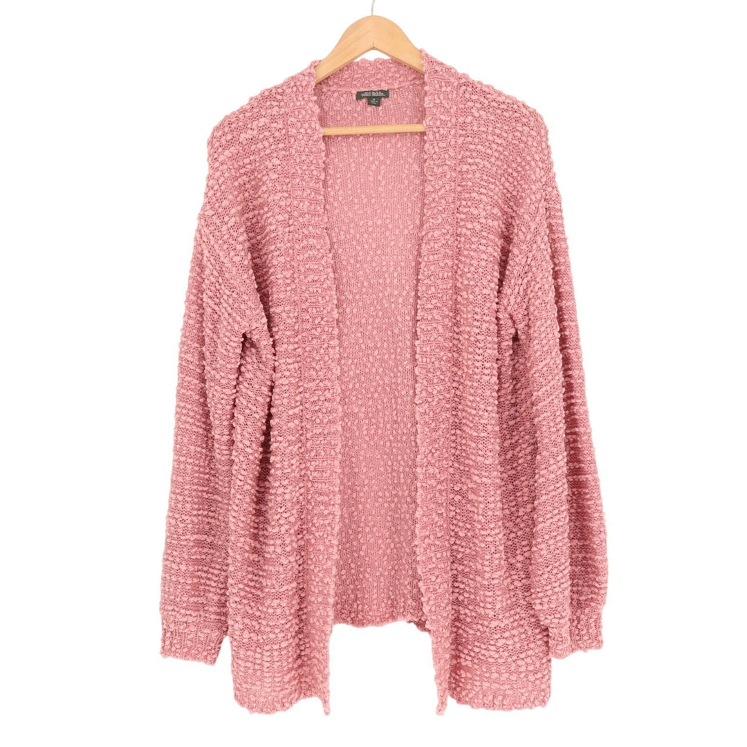 Wild Fable Cardigan Sweater Womens Medium Pink Knitted Long Sleeve Open Front