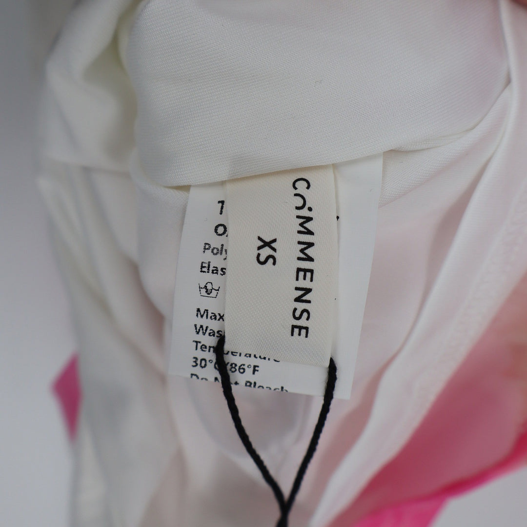 Commense Floral Poppy Print Mini Dress White Blue Pink XS Spaghetti Strap