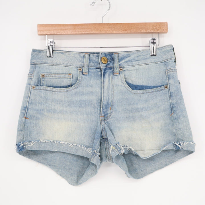 American Eagle Outfitters Cuffed Shorts Womens 6 Blue Light Wash Denim Cotton