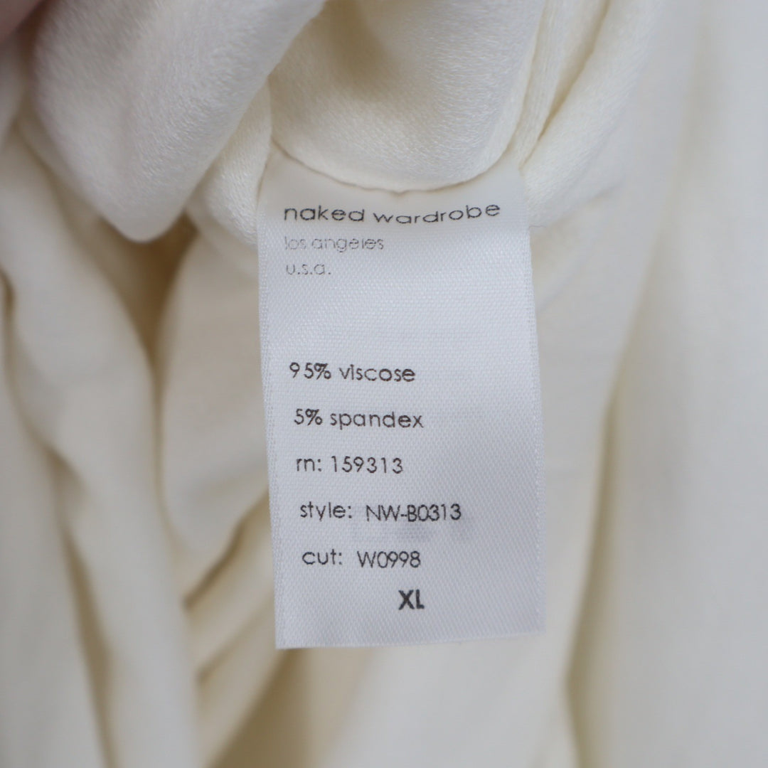 Naked Wardrobe White Turtleneck Long Sleeve Bodysuit XL