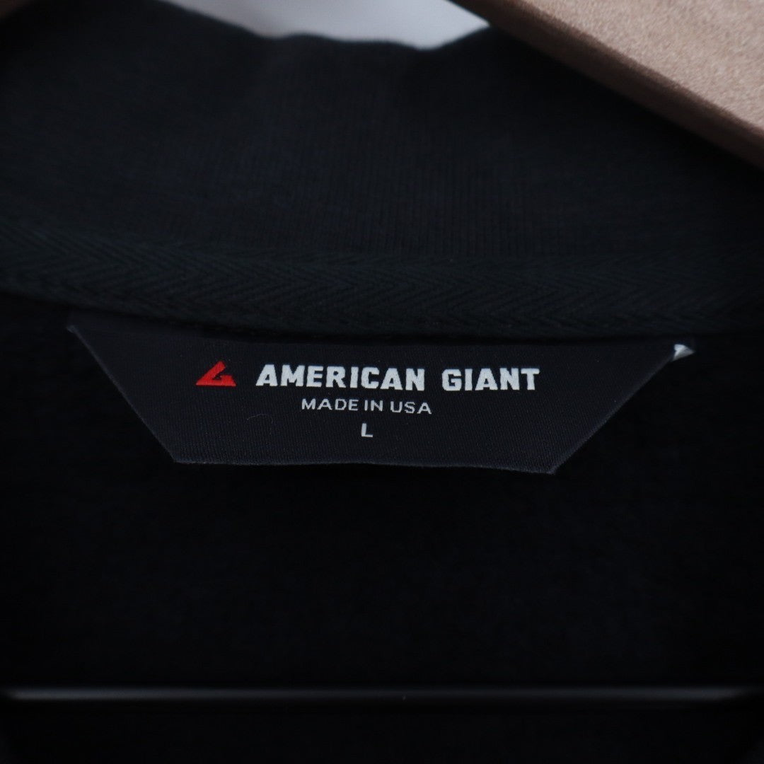 American Giant Fleece Bomber Jacket Mens Large Black Full Zip Cotton Relaxed Fit