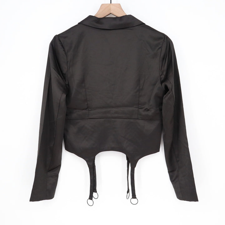 Naked Wardrobe Black Garter Corset Cropped Blazer Jacket NWSP20-J6 Mens Size M