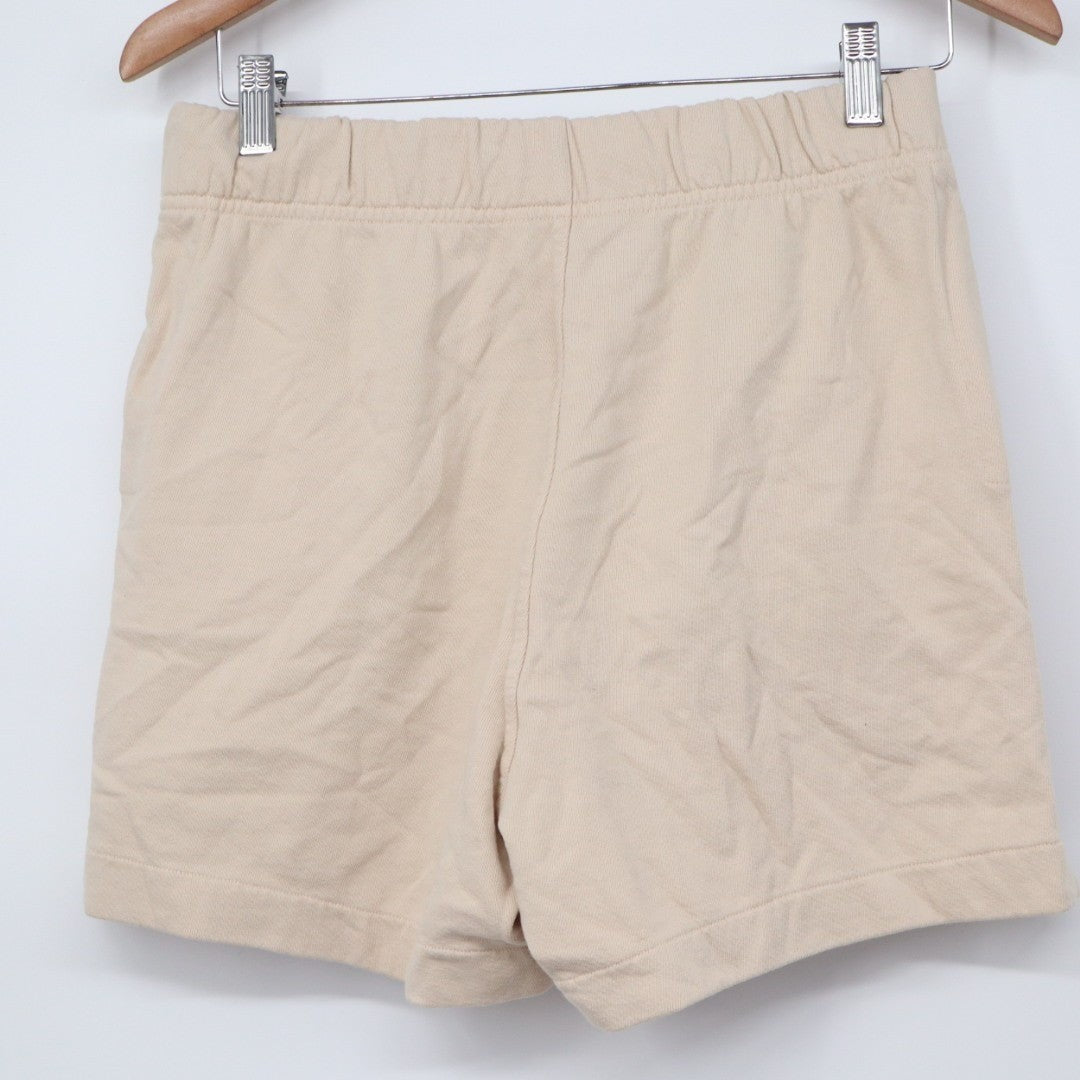 American Giant Side Slit French Terry Sweat Shorts Women Small Beige Relaxed Fit